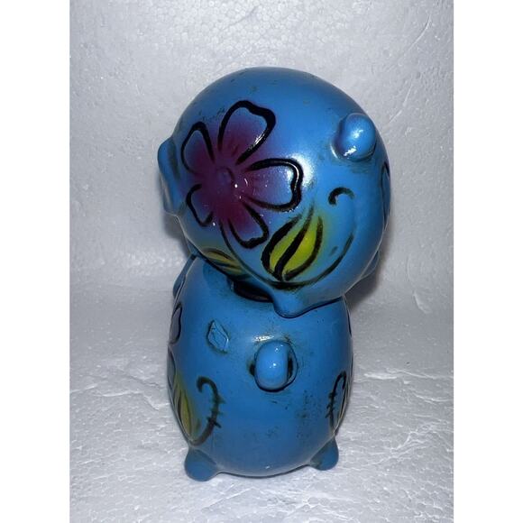 Vintage Stacking Magnetic Blue Pigs Salt and Pepper Shakers Hawaiian Tropical - Picture 4 of 9
